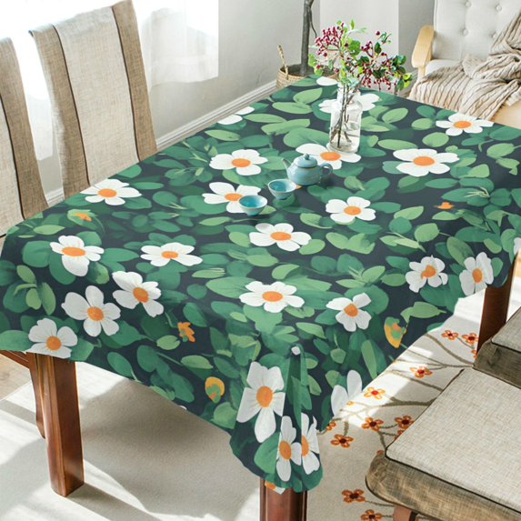 Yayeee Tablecloths 54" x 54" Rectangle Wrinkle Resistant Party Table Cover, Small White Flowers