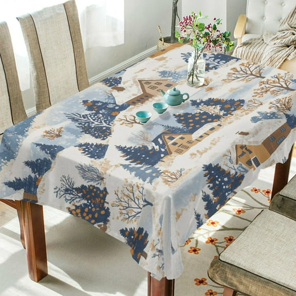Yayeee Tablecloths 54" x 54" Rectangle Wrinkle Resistant Party Table Cover, Snowy Winter