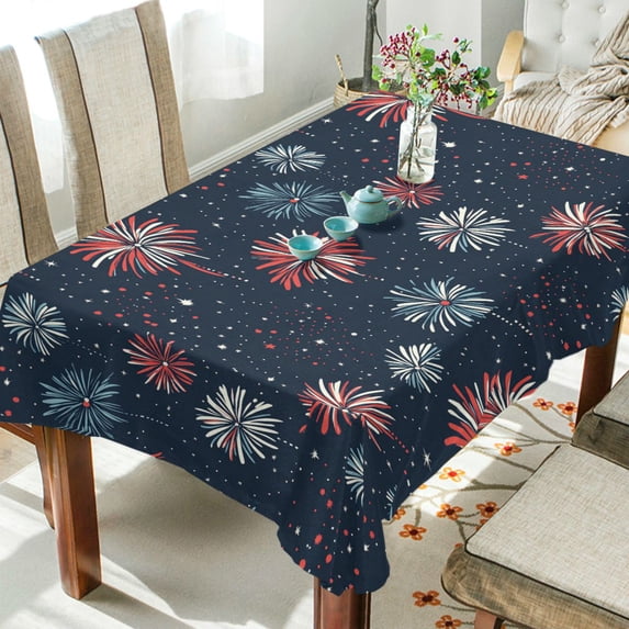 Yayeee Tablecloths 54" x 54" Rectangle Wrinkle Resistant Party Table Cover, Starry Fireworks Pattern