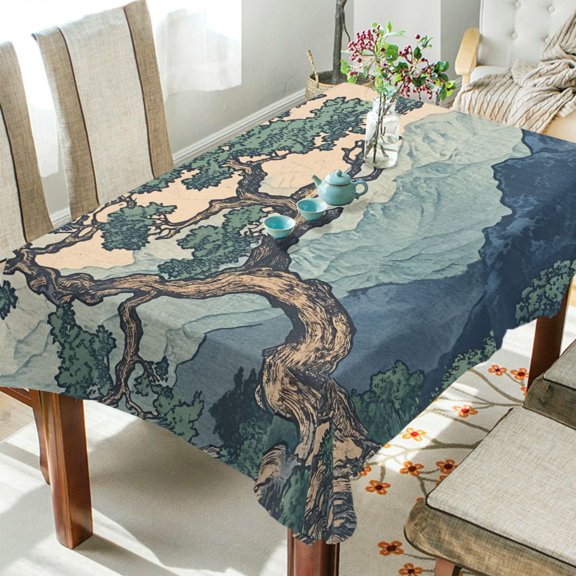 Yayeee Tablecloths 54" x 54" Rectangle Wrinkle Resistant Party Table Cover, Tree in The Mountains