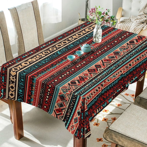 Yayeee Tablecloths 54" x 54" Rectangle Wrinkle Resistant Party Table Cover, Tribal Geometric
