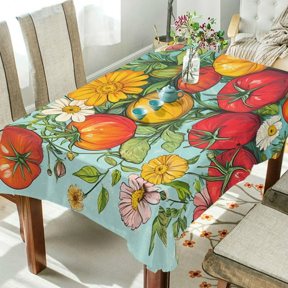 Yayeee Tablecloths 54" x 54" Rectangle Wrinkle Resistant Party Table Cover, Vibrant Tomatoes