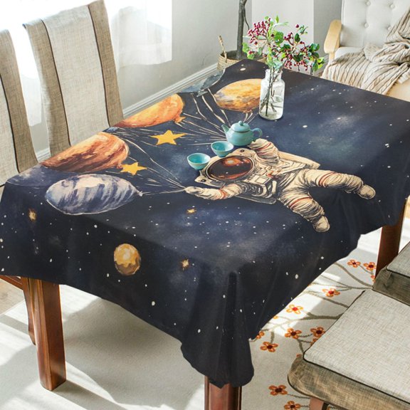 Yayeee Tablecloths 54" x 54" Rectangle Wrinkle Resistant Party Table Cover, Watercolor Astronaut
