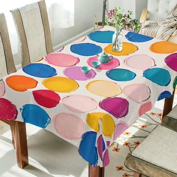 Yayeee Tablecloths 54" x 54" Rectangle Wrinkle Resistant Party Table Cover, Watercolor Circles