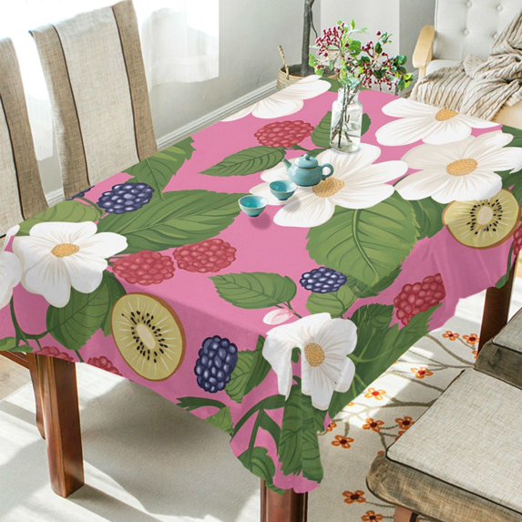 Yayeee Tablecloths 54" x 54" Rectangle Wrinkle Resistant Party Table Cover, White Flowers