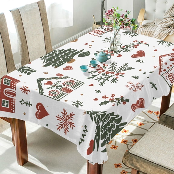 Yayeee Tablecloths 54" x 54" Rectangle Wrinkle Resistant Party Table Cover, White Nordic Christmas House