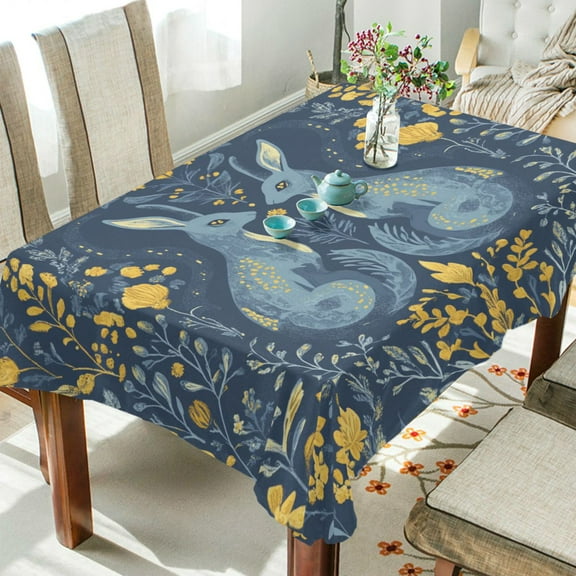 Yayeee Tablecloths 54" x 54" Rectangle Wrinkle Resistant Party Table Cover, Yellow Forest Pattern