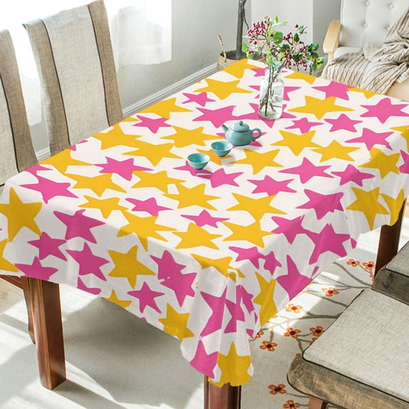Yayeee Tablecloths 54" x 54" Rectangle Wrinkle Resistant Party Table Cover, Yellow Stars Pattern