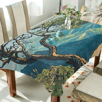 Yayeee Tablecloths 54" x 54" Rectangle Wrinkle Resistant Party Table Cover, Yellow Tree