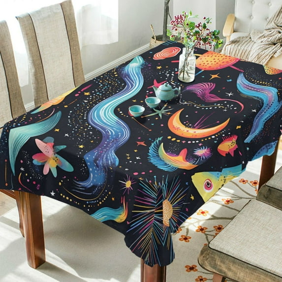 Yayeee Tablecloths 54" x 54" Rectangle Wrinkle Resistant Party Table Cover, Zodiac Stars