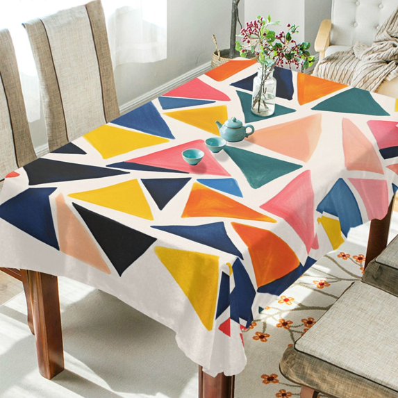 Yayeee Tablecloths 54" x 72" Rectangle Wrinkle Resistant Party Table Cover, Abstract Triangles