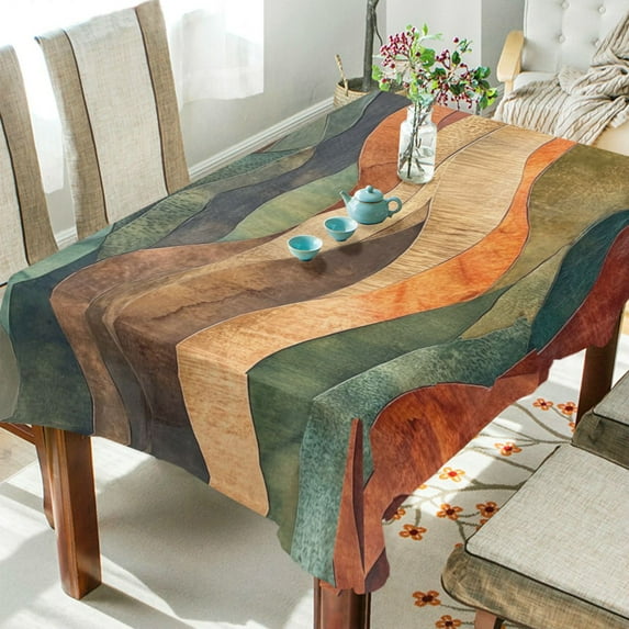 Yayeee Tablecloths 54" x 72" Rectangle Wrinkle Resistant Party Table Cover, Abstract Wavy Landscape