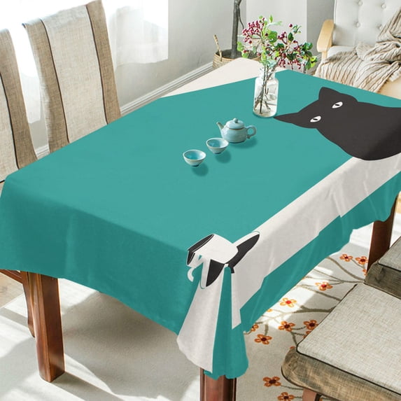 Yayeee Tablecloths 54" x 72" Rectangle Wrinkle Resistant Party Table Cover, Black Cat and Coffee
