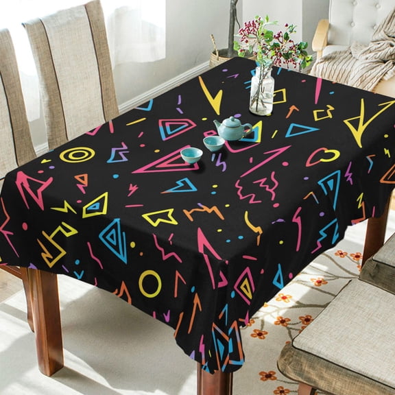 Yayeee Tablecloths 54" x 72" Rectangle Wrinkle Resistant Party Table Cover, Black Neon Lightning