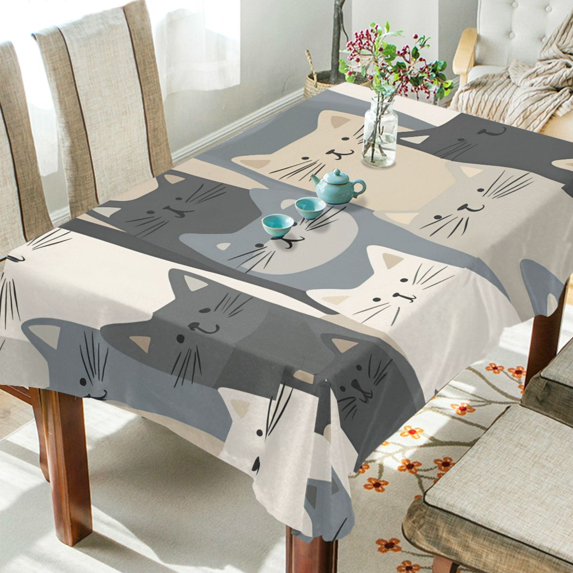 Yayeee Tablecloths 54" x 72" Rectangle Wrinkle Resistant Party Table Cover, Blue Cute Cats