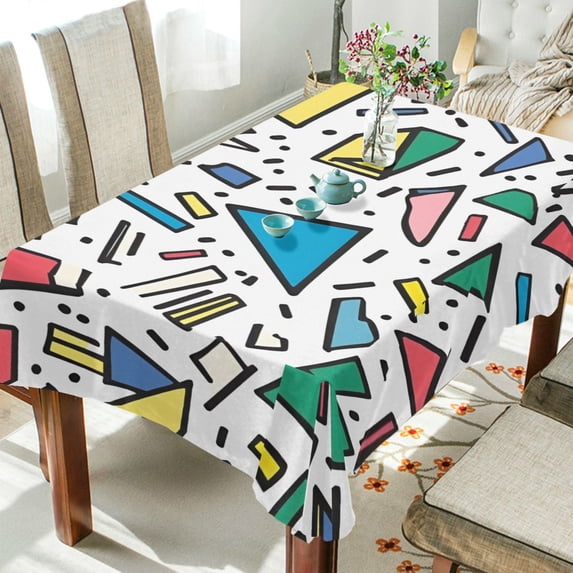 Yayeee Tablecloths 54" x 72" Rectangle Wrinkle Resistant Party Table Cover, Blue Triangles