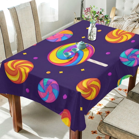 Yayeee Tablecloths 54" x 72" Rectangle Wrinkle Resistant Party Table Cover, Candy Carnival