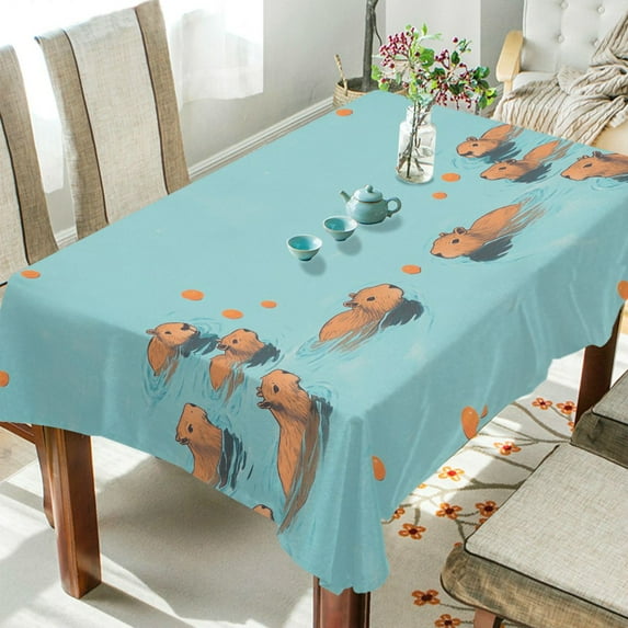 Yayeee Tablecloths 54" x 72" Rectangle Wrinkle Resistant Party Table Cover, Capybara Splash