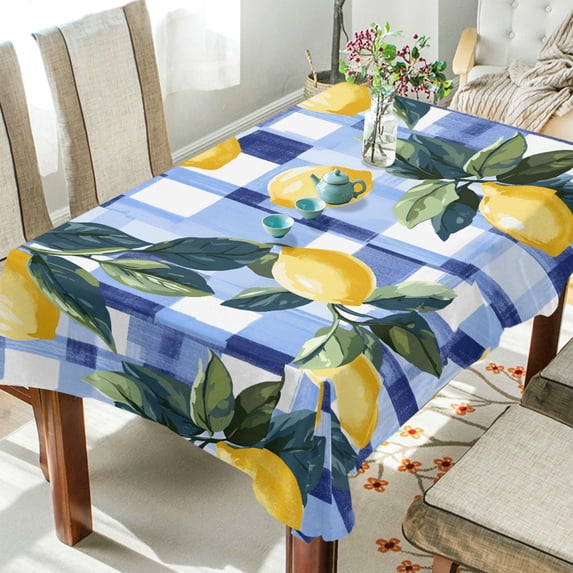Yayeee Tablecloths 54" x 72" Rectangle Wrinkle Resistant Party Table Cover, Cartoon Lemon Leaves