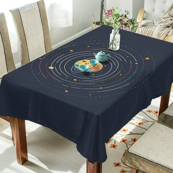 Yayeee Tablecloths 54" x 72" Rectangle Wrinkle Resistant Party Table Cover, Cat Planet