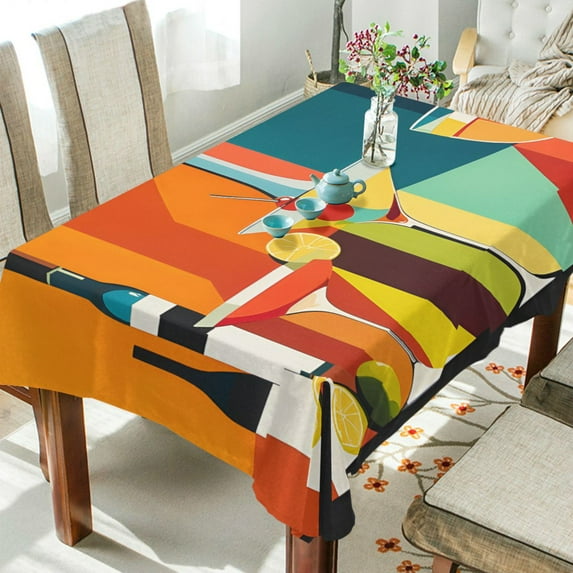 Yayeee Tablecloths 54" x 72" Rectangle Wrinkle Resistant Party Table Cover, Colorful Cocktails