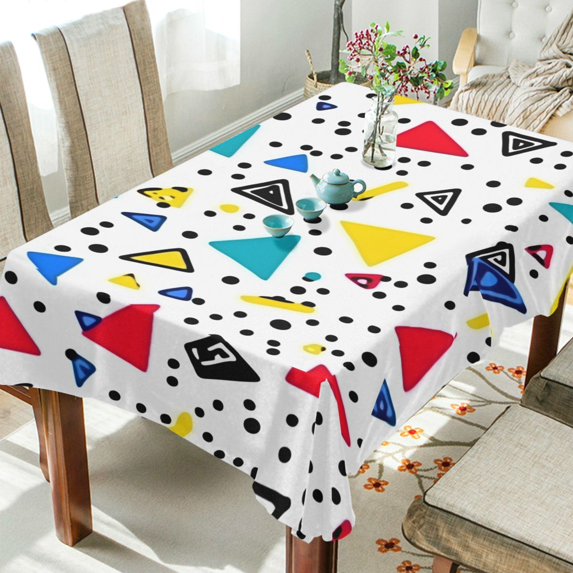 Yayeee Tablecloths 54" x 72" Rectangle Wrinkle Resistant Party Table Cover, Colorful Triangles