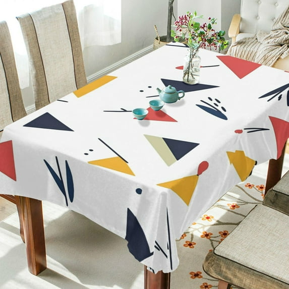 Yayeee Tablecloths 54" x 72" Rectangle Wrinkle Resistant Party Table Cover, Colorful Triangles