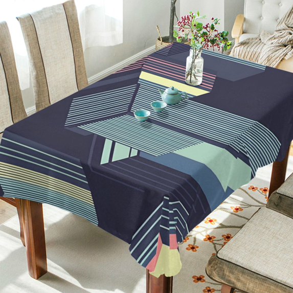 Yayeee Tablecloths 54" x 72" Rectangle Wrinkle Resistant Party Table Cover, Cube Stripes