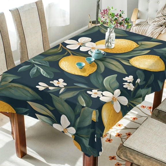 Yayeee Tablecloths 54" x 72" Rectangle Wrinkle Resistant Party Table Cover, Floral Lemons