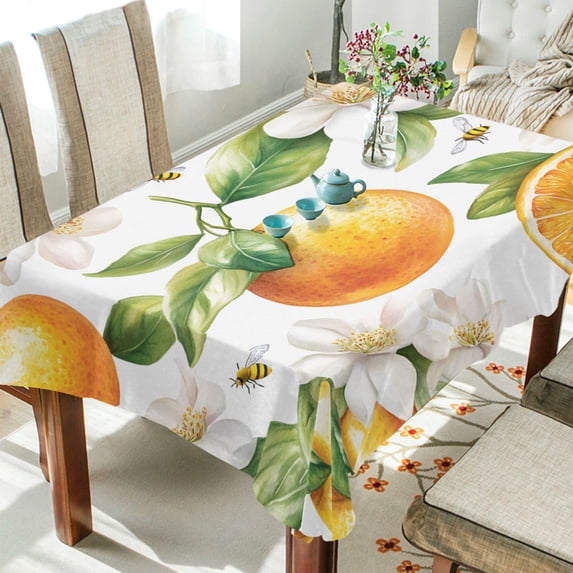 Yayeee Tablecloths 54" x 72" Rectangle Wrinkle Resistant Party Table Cover, Floral Watercolor Oranges