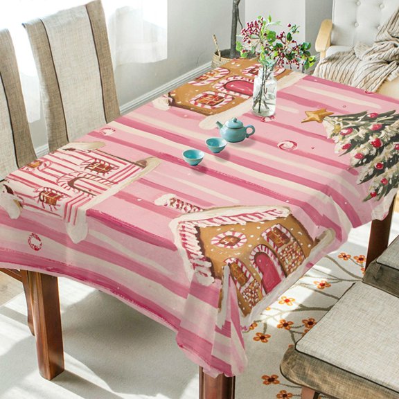 Yayeee Tablecloths 54" x 72" Rectangle Wrinkle Resistant Party Table Cover, Gingerbread Houses