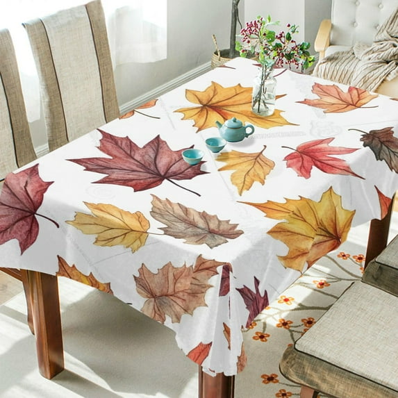 Yayeee Tablecloths 54" x 72" Rectangle Wrinkle Resistant Party Table Cover, Gray Autumn Leaves