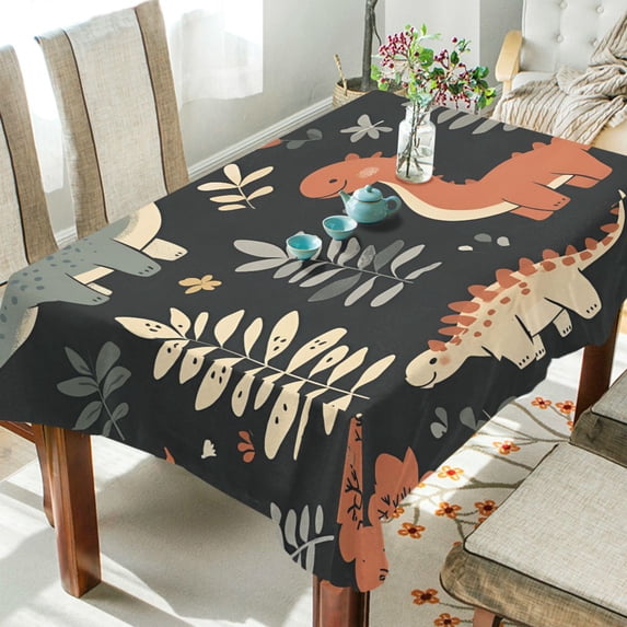 Yayeee Tablecloths 54" x 72" Rectangle Wrinkle Resistant Party Table Cover, Gray Dinosaur