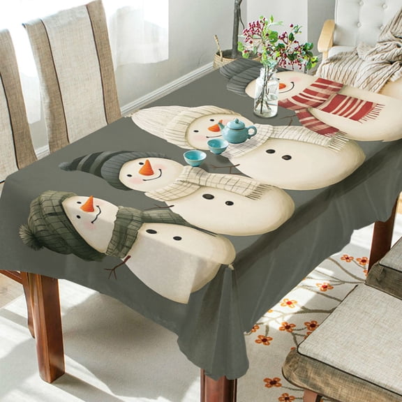 Yayeee Tablecloths 54" x 72" Rectangle Wrinkle Resistant Party Table Cover, Gray Snowmen
