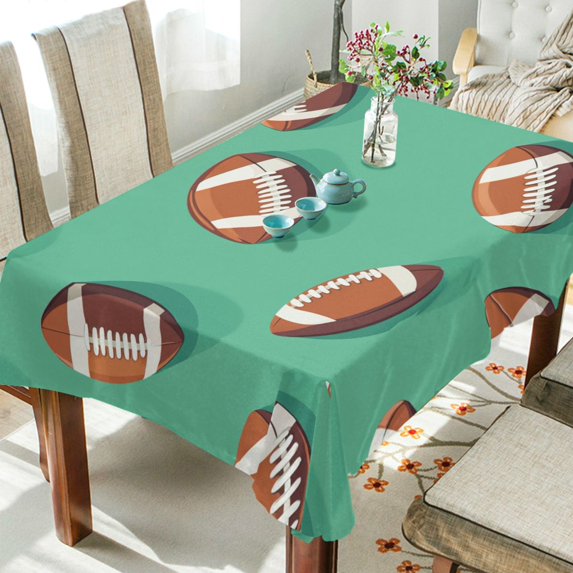 Yayeee Tablecloths 54" x 72" Rectangle Wrinkle Resistant Party Table Cover, Green American Footballs