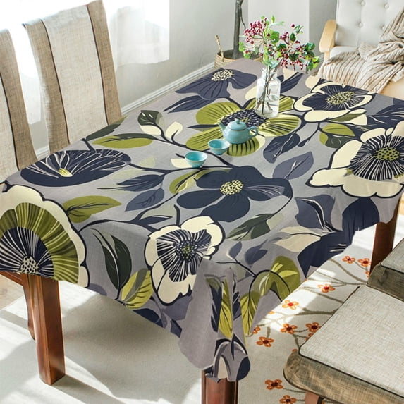 Yayeee Tablecloths 54" x 72" Rectangle Wrinkle Resistant Party Table Cover, Green Floral