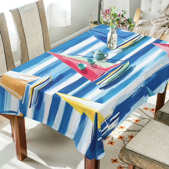 Yayeee Tablecloths 54" x 72" Rectangle Wrinkle Resistant Party Table Cover, Green Sailboats