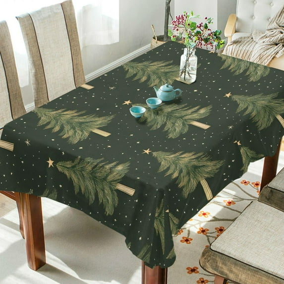Yayeee Tablecloths 54" x 72" Rectangle Wrinkle Resistant Party Table Cover, Hand Drawn Christmas Trees