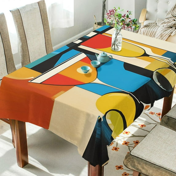 Yayeee Tablecloths 54" x 72" Rectangle Wrinkle Resistant Party Table Cover, Modern Cocktails