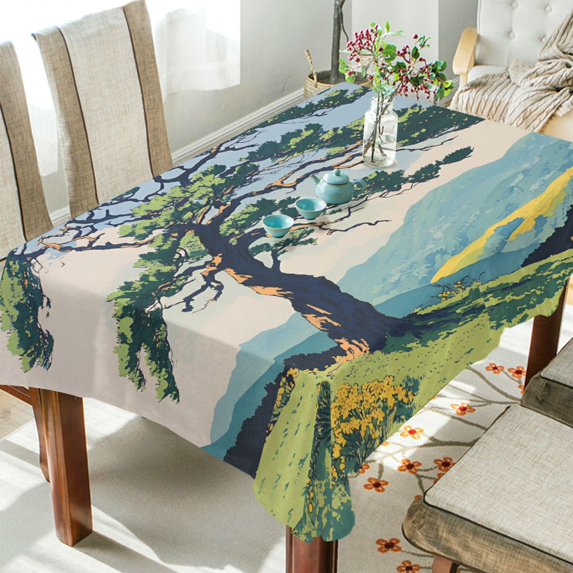 Yayeee Tablecloths 54" x 72" Rectangle Wrinkle Resistant Party Table Cover, Mounatin at Dawn