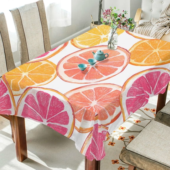 Yayeee Tablecloths 54" x 72" Rectangle Wrinkle Resistant Party Table Cover, Orange Grapefruit Slices