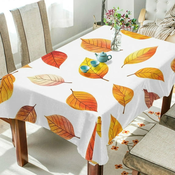 Yayeee Tablecloths 54" x 72" Rectangle Wrinkle Resistant Party Table Cover, Orange Leaves