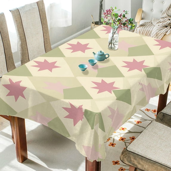 Yayeee Tablecloths 54" x 72" Rectangle Wrinkle Resistant Party Table Cover, Pastel Green Geometric