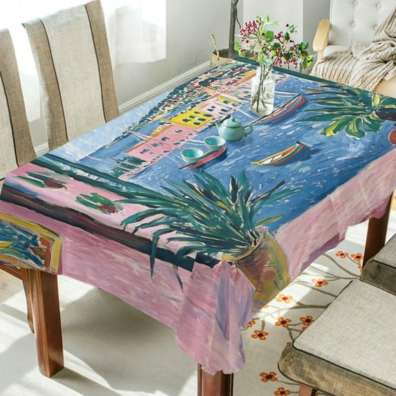 Yayeee Tablecloths 54" x 72" Rectangle Wrinkle Resistant Party Table Cover, Pink Window