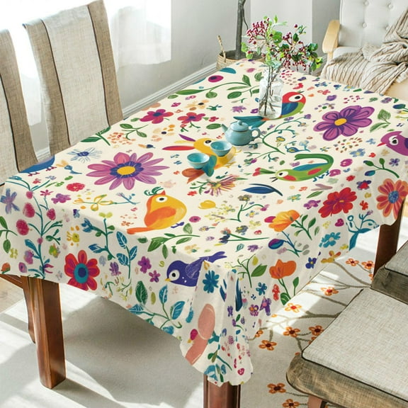 Yayeee Tablecloths 54" x 72" Rectangle Wrinkle Resistant Party Table Cover, Purple Cartoon Animals