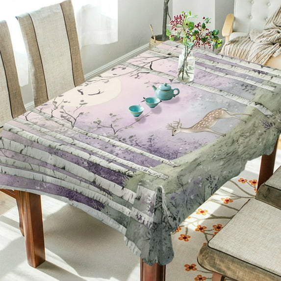 Yayeee Tablecloths 54" x 72" Rectangle Wrinkle Resistant Party Table Cover, Purple Deer