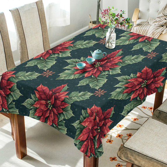 Yayeee Tablecloths 54" x 72" Rectangle Wrinkle Resistant Party Table Cover, Red Christmas Poinsettias