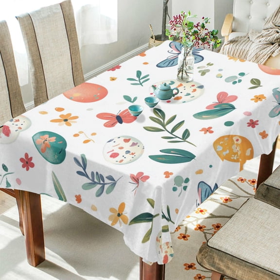 Yayeee Tablecloths 54" x 72" Rectangle Wrinkle Resistant Party Table Cover, Red Easter Eggs