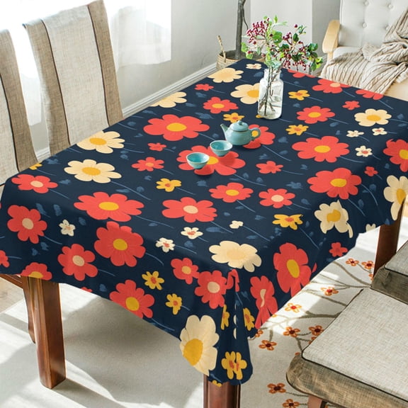 Yayeee Tablecloths 54" x 72" Rectangle Wrinkle Resistant Party Table Cover, Red Floral