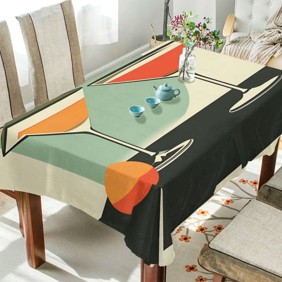 Yayeee Tablecloths 54" x 72" Rectangle Wrinkle Resistant Party Table Cover, Red Glasses